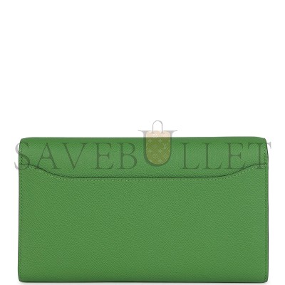 HERMES MASTER CONSTANCE WALLET TO GO VERT YUCCA EPSOM GOLD HARDWARE 436571 (20*11*4cm)
