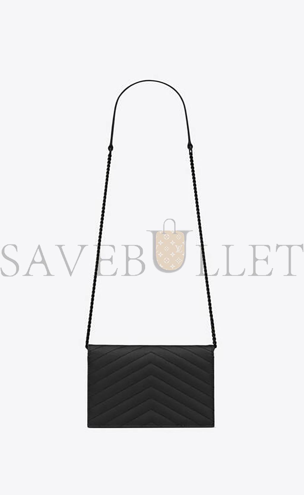 YSL CASSANDRE MATELASSÉ ENVELOPE CHAIN WALLET IN GRAIN DE POUDRE EMBOSSED LEATHER 695108BOW081000 (19*12.5*3.5cm)