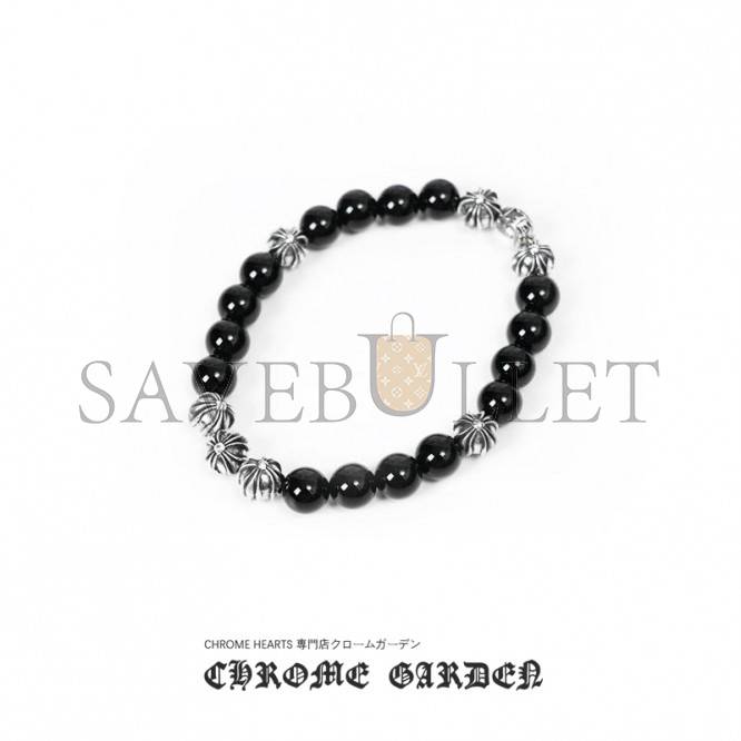 CHROME HEARTS ONYX BEAD BRACELET 8MM (8 SILVER BEADS)