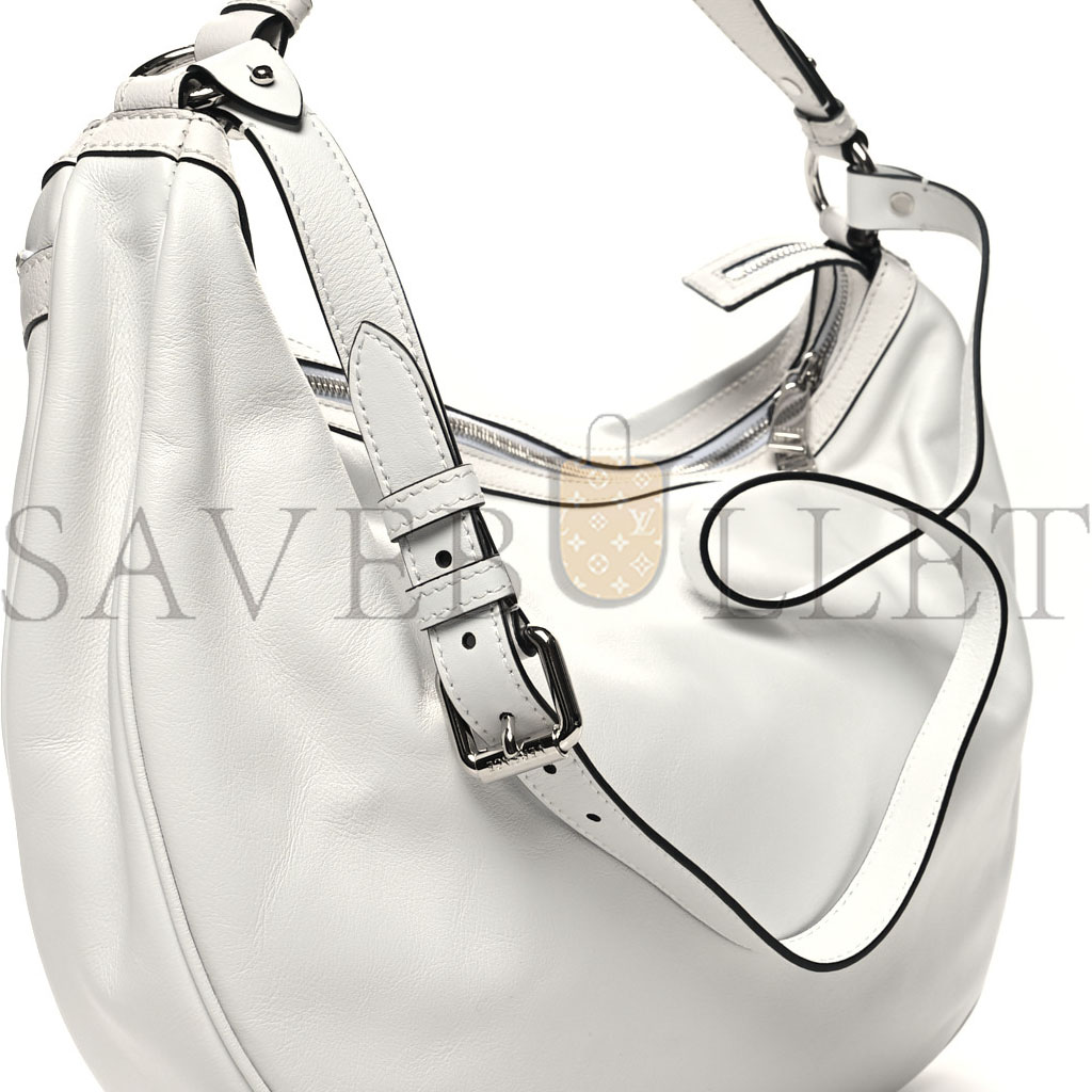 VERSACE CALFSKIN LARGE REPEAT ZIP HOBO WHITE (30*22*9cm)