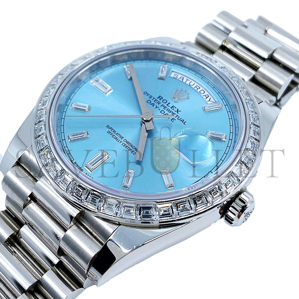 ROLEX DAY-DATE PLATIN BAUGETTE DIAMONDS WATCH 228396TBR