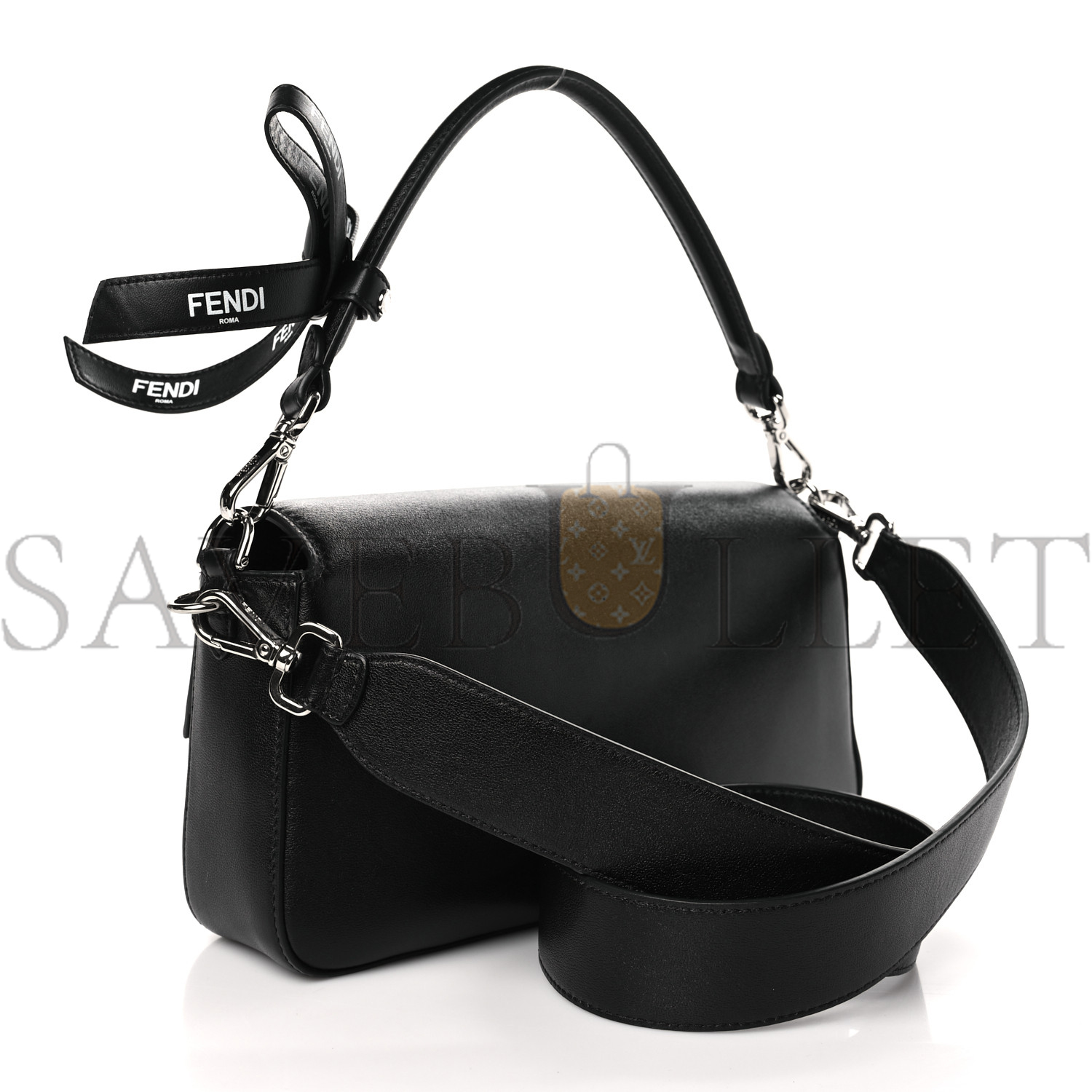 FENDI X MARC JACOBS NAPPA LOGO MEDIUM BAGUETTE BLACK (27*15*6cm)