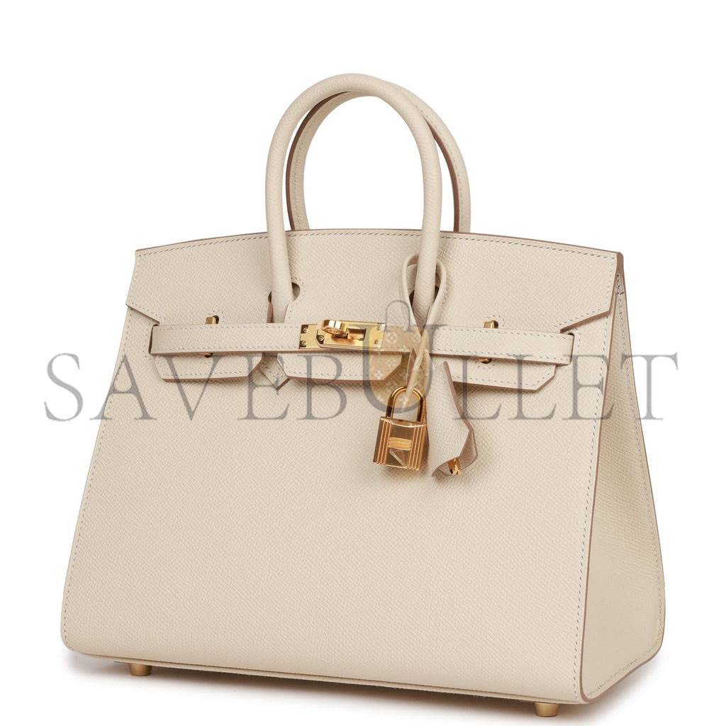 HERMES BIRKIN SELLIER 25 CRAIE EPSOM GOLD HARDWARE HANDMADE (25cm) HERMES BIRKIN SELLIER 25 CRAIE EPSOM GOLD HARDWARE HANDMADE (25cm)