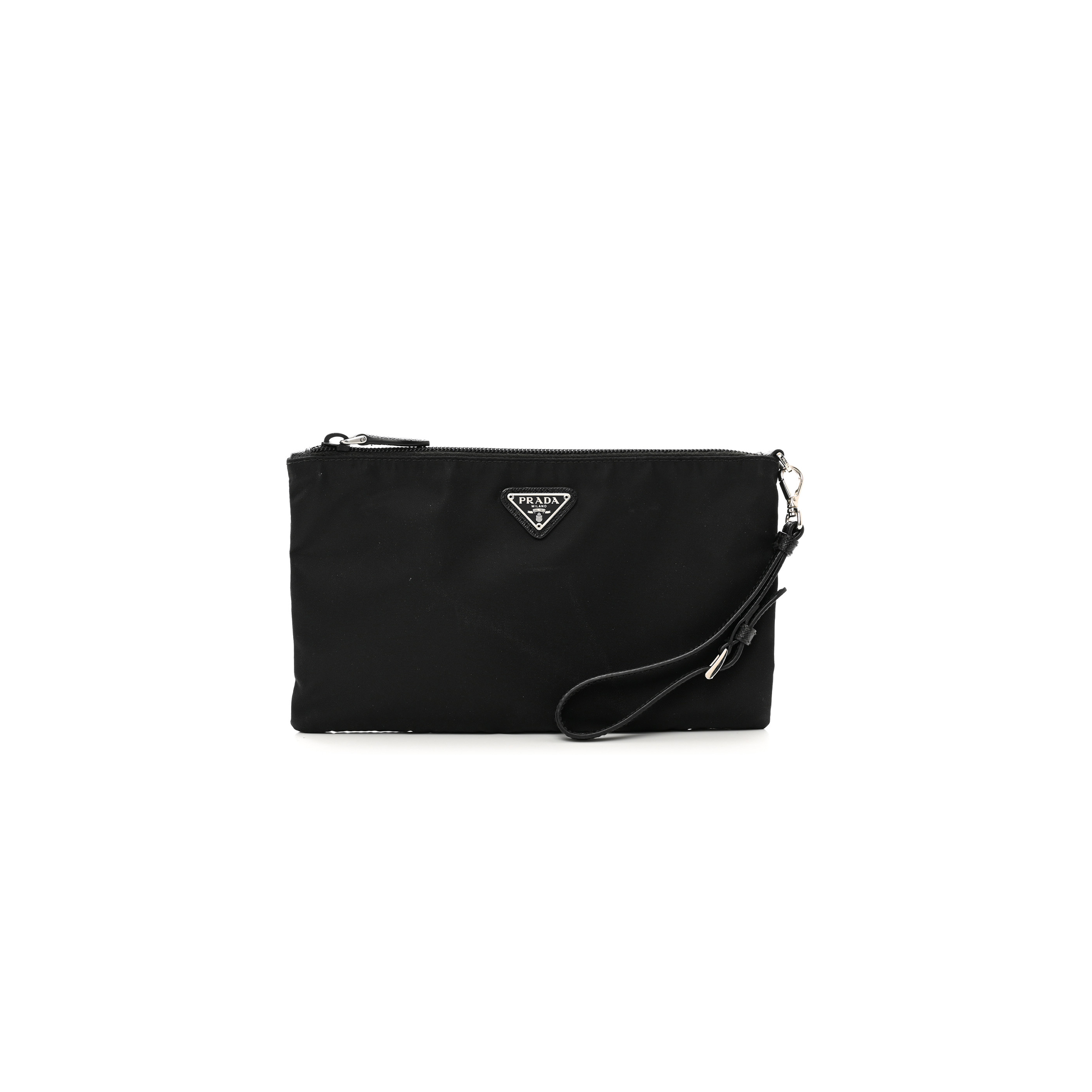 PRADA TESSUTO NYLON SAFFIANO WRISTLET BLACK (23*14cm) PRADA TESSUTO NYLON SAFFIANO WRISTLET BLACK (23*14cm)