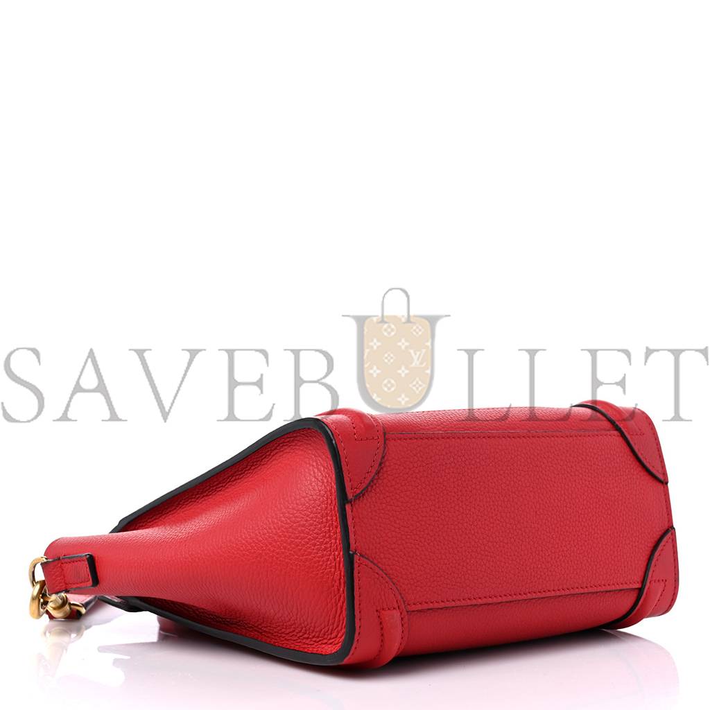 CELINE DRUMMED CALFSKIN NANO LUGGAGE RED (19*19*10cm) CELINE DRUMMED CALFSKIN NANO LUGGAGE RED (19*19*10cm)