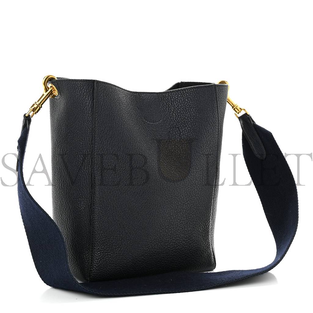 CELINE SOFT GRAINED CALFSKIN SMALL SANGLE BUCKET BAG NAVY BLUE (25*18*11cm) CELINE SOFT GRAINED CALFSKIN SMALL SANGLE BUCKET BAG NAVY BLUE (25*18*11cm)