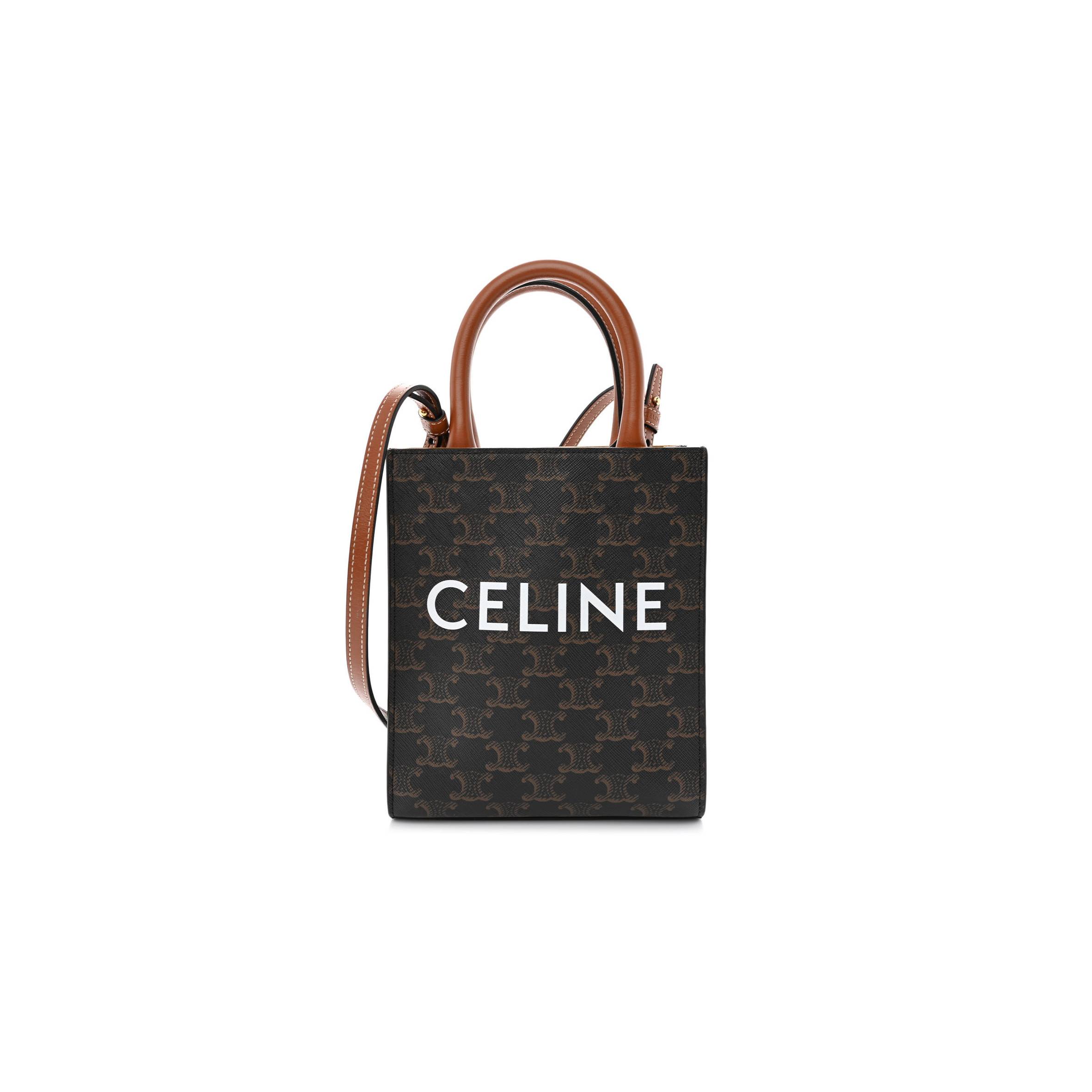 CELINE TRIOMPHE CANVAS CALFSKIN MINI VERTICAL CABAS TAN (20*17*6cm) CELINE TRIOMPHE CANVAS CALFSKIN MINI VERTICAL CABAS TAN (20*17*6cm)