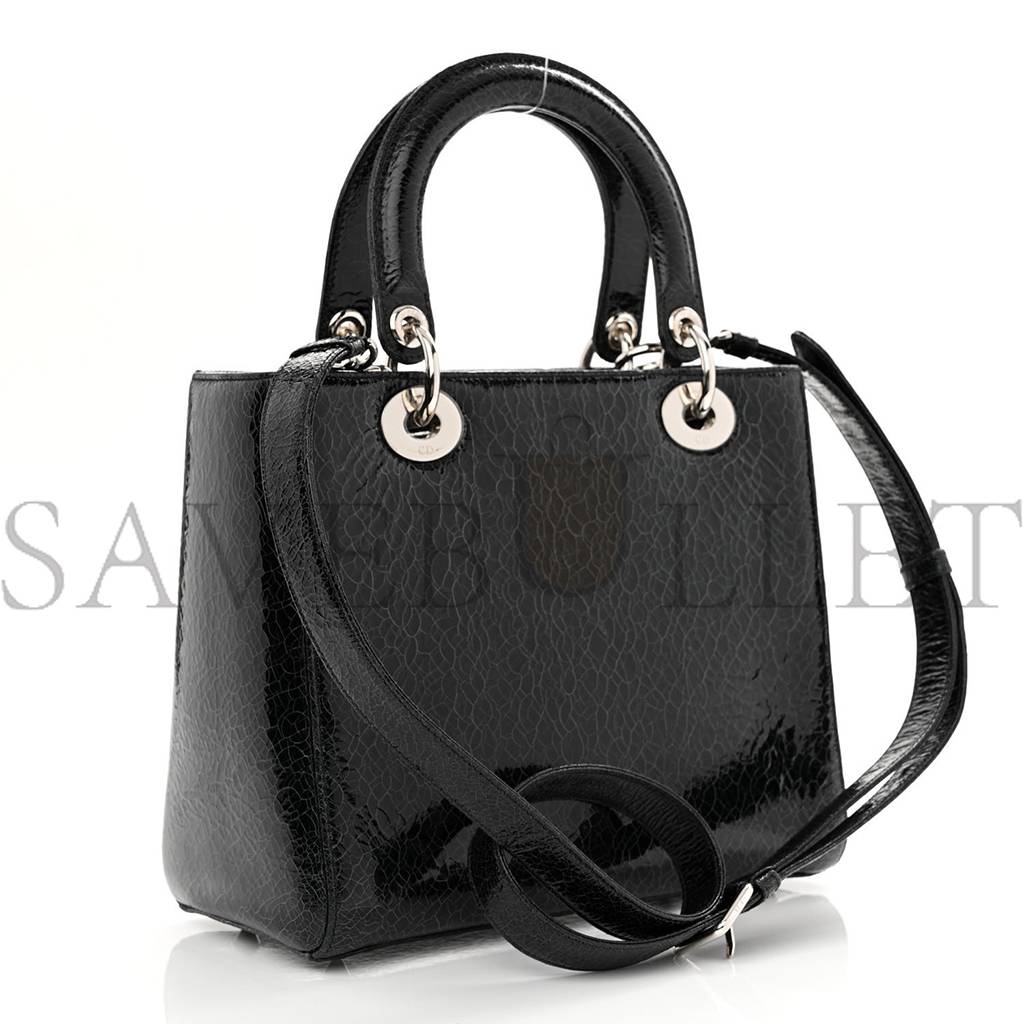 DIOR CERAMIC EFFECT DEERSKIN JEWELED SWAN LADY DIOR BLACK (23*20*12.7cm)