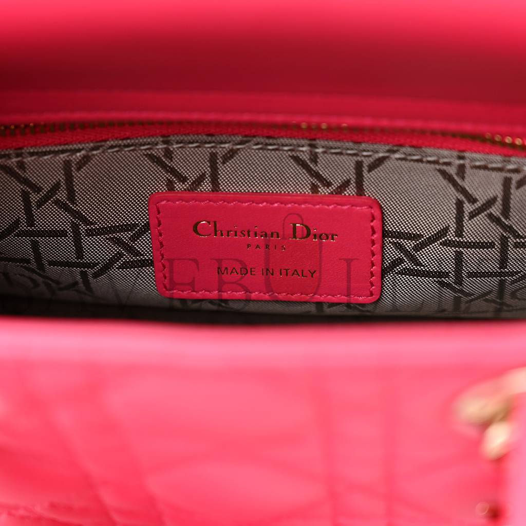 DIOR LAMBSKIN CANNAGE SMALL MY ABCDIOR LADY DIOR FRAISE (20*17*8.9cm)