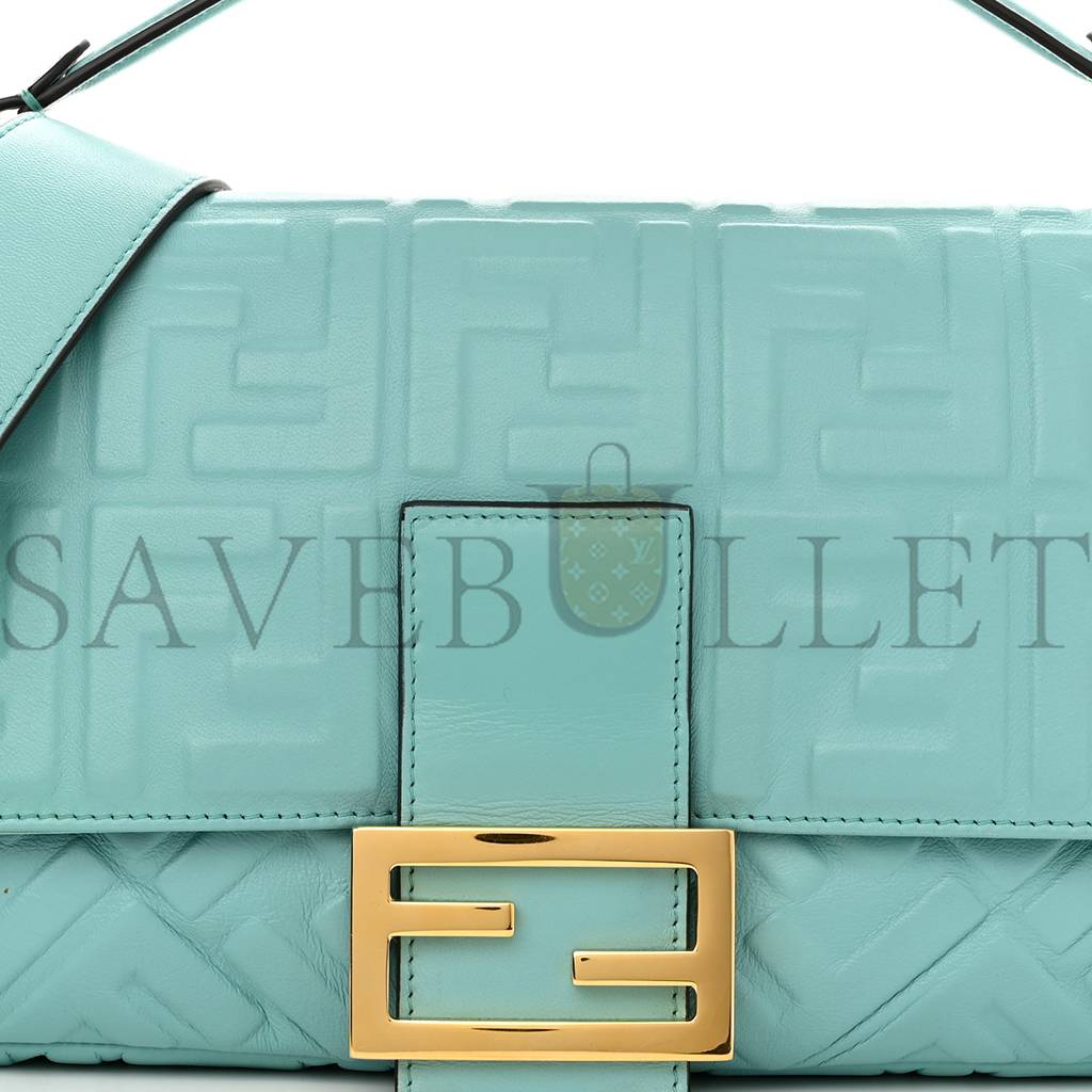 FENDI NAPPA FF 1974 EMBOSSED LARGE BAGUETTE TIFFANY (32*18*5cm) FENDI NAPPA FF 1974 EMBOSSED LARGE BAGUETTE TIFFANY (32*18*5cm)